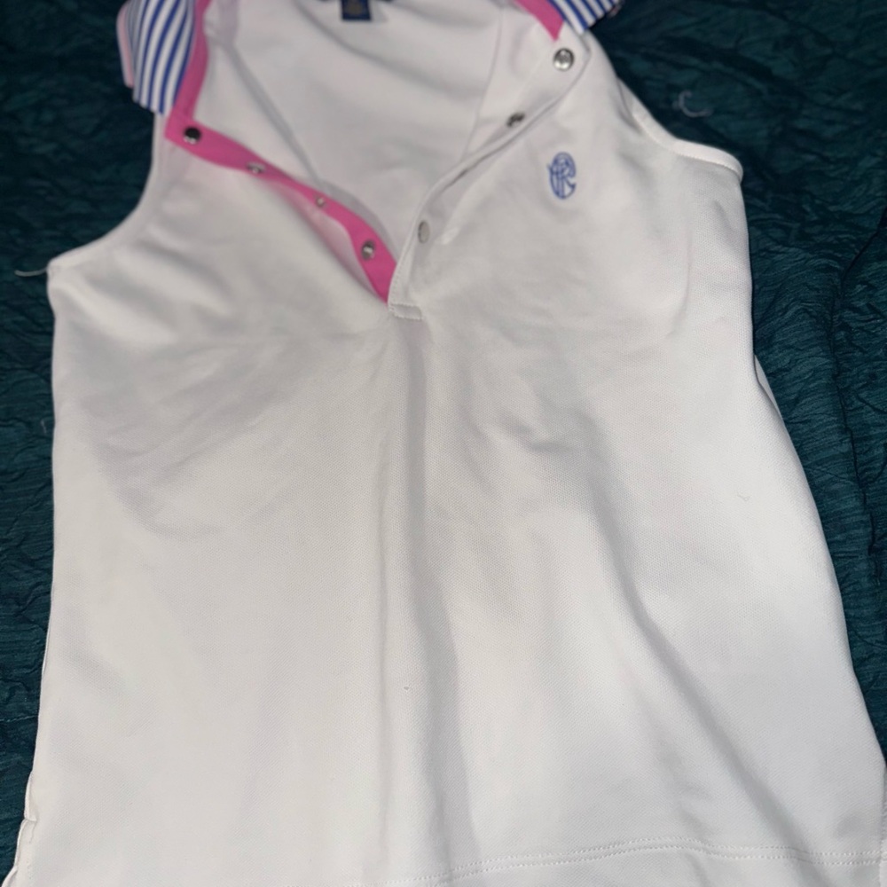 Polo by Ralph Lauren White and Pink Athletic Polo